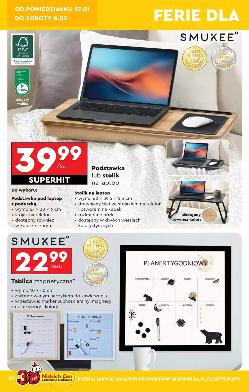 Gazetka promocyjna Biedronka - Okazje Tygodnia - ważna 25.01 do 08.02.2025 - strona 22 - produkty: Haczyk, Kubek, Marker, Stojak, Stolik, Telefon, Top