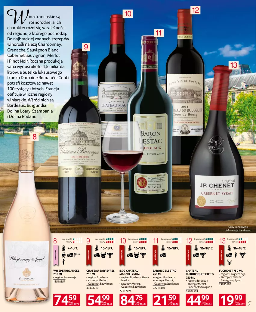 Gazetka promocyjna Selgros - Katalog Wina - ważna 29.06 do 12.07.2023 - strona 5 - produkty: Bordeaux, Cabernet Sauvignon, Chardonnay, Kosz, Merlot, Sauvignon Blanc, Wino