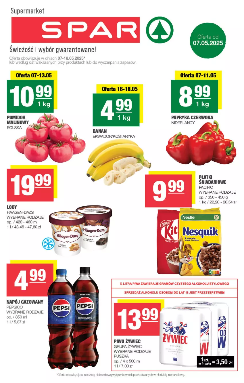 Gazetka promocyjna Spar - Spar - ważna 04.05 do 14.05.2025 - strona 1 - produkty: Cif, Danio, Lody, Papryka, Papryka czerwona, Pepsi, Piwo