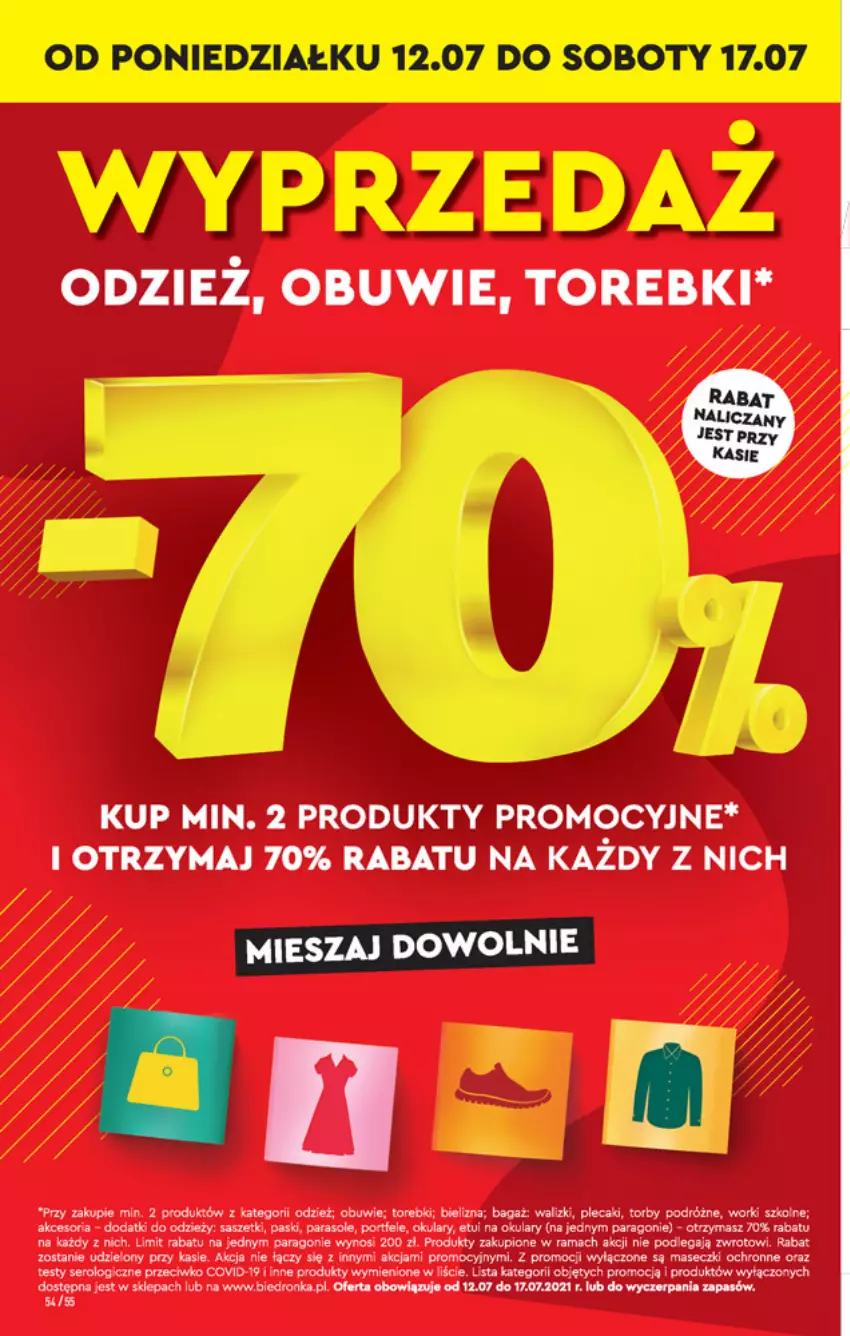 Gazetka promocyjna Biedronka - W tym tygodniu - ważna 15.07 do 21.07.2021 - strona 54 - produkty: Bielizna, Obuwie, Parasol, Plecak, Por, Rama, Ser