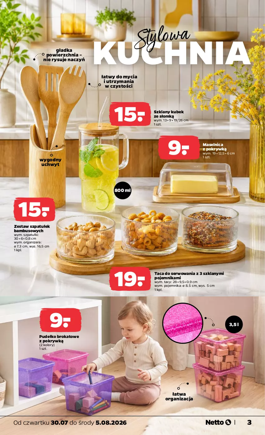 Gazetka promocyjna Netto - Od Czwartku - ważna 30.07 do 05.08.2026 - strona 3 - produkty: Kubek, Kuchnia, Organizer, Pojemnik, Pudełko, Ser, Taca