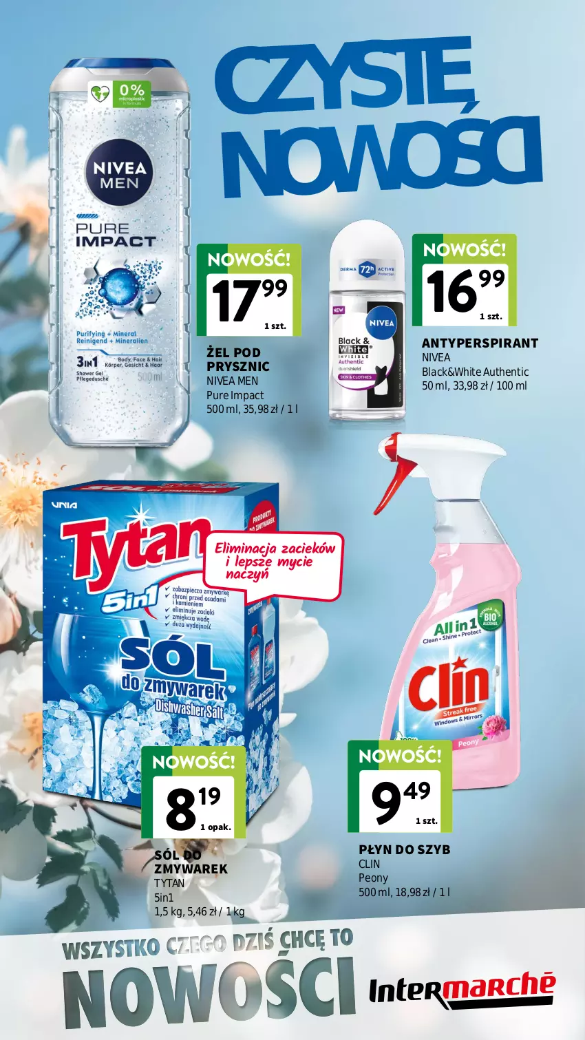 Gazetka promocyjna Intermarche - Katalog Nowości - ważna 08.04 do 30.04.2026 - strona 11 - produkty: Antyperspirant, Clin, Lack, Nivea, Nivea Men, Płyn do szyb, Pur, Sól, Tytan