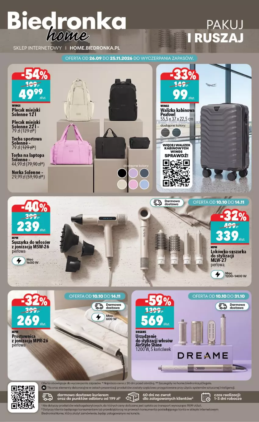 Gazetka promocyjna Biedronka - Biedronka Home - ważna 10.10 do 17.10.2026 - strona 4 - produkty: Plecak, Por, Sport, Suszarka, Top, Torba, Torba na laptopa, Walizka
