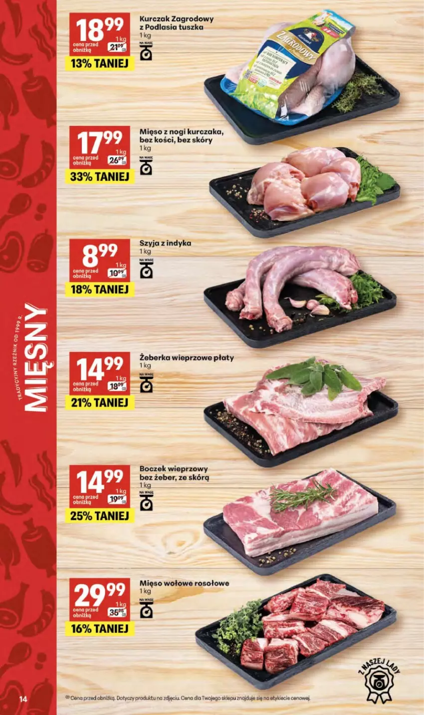 Gazetka promocyjna Delikatesy Centrum - Franczyza DC27 Czwartek - ważna 02.07 do 08.07.2026 - strona 14 - produkty: Boczek, Boczek wieprzowy, Kurczak, Mięso, Mięso wołowe, Tusz