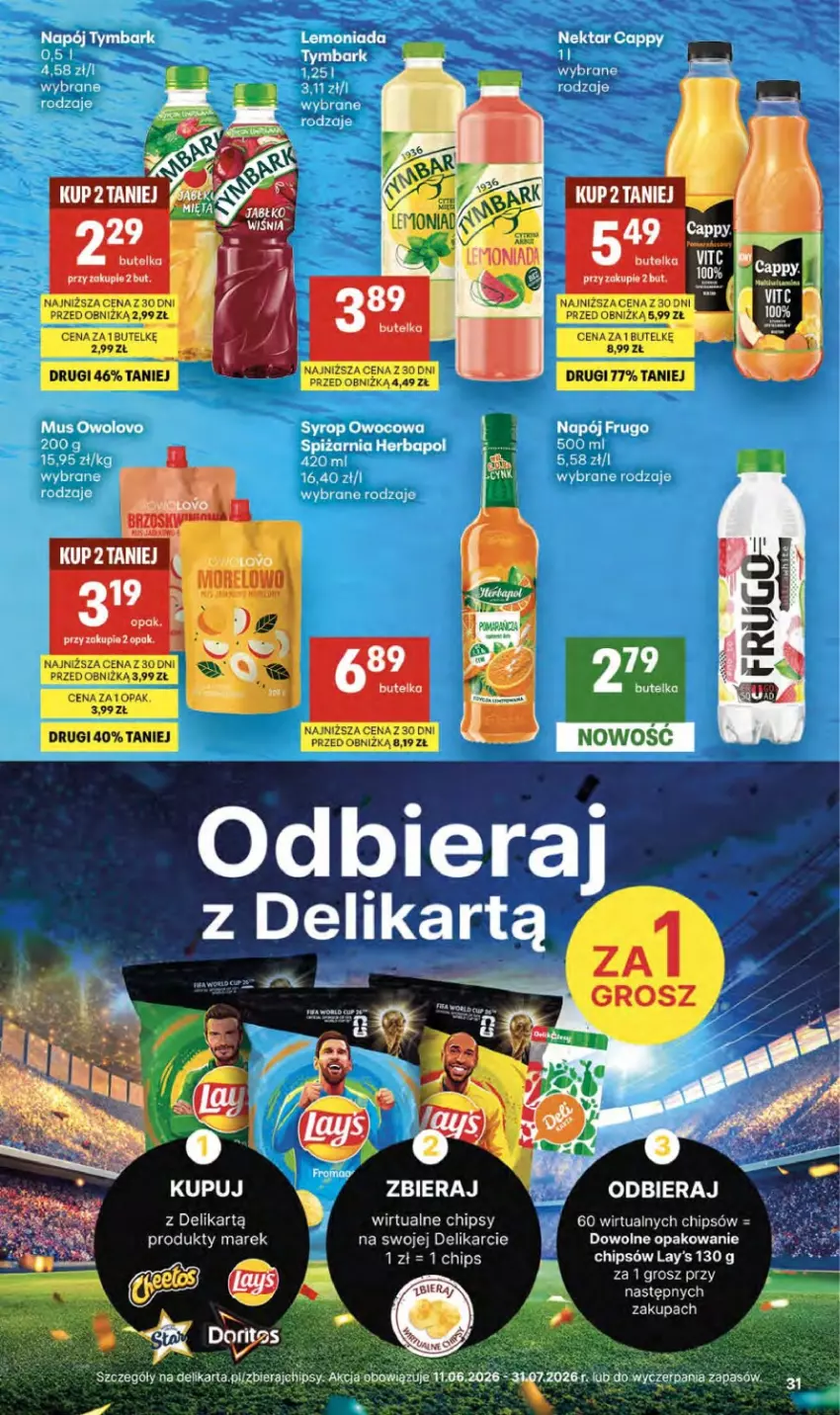 Gazetka promocyjna Delikatesy Centrum - Franczyza DC27 Czwartek - ważna 02.07 do 08.07.2026 - strona 31 - produkty: Cappy, Chipsy, Herbapol, Lemoniada, Mus, Napój, Nektar, Syrop, Tymbark