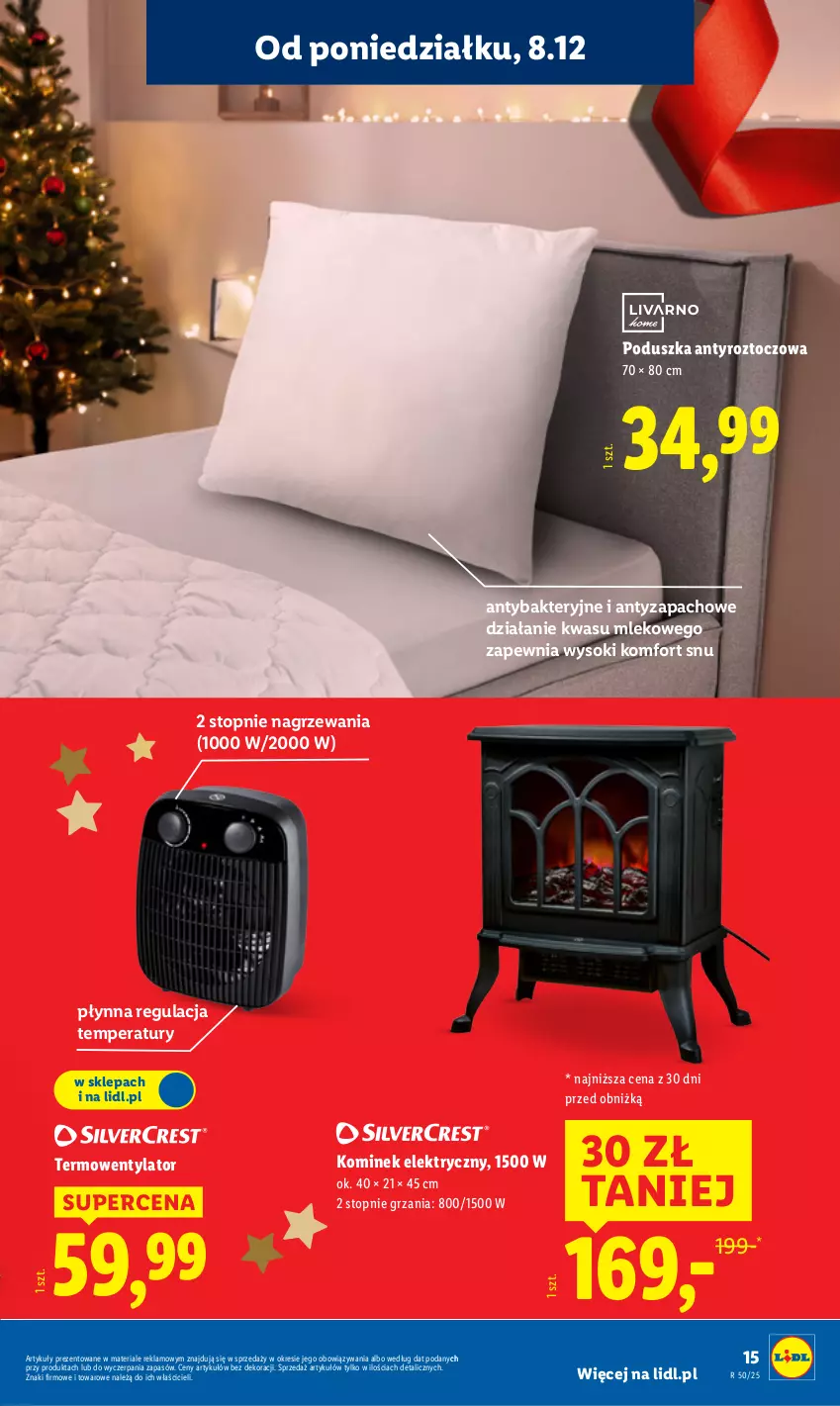 Gazetka promocyjna Lidl - GAZETKA - ważna 08.12 do 14.12.2025 - strona 17 - produkty: Kominek, Mleko, Poduszka, Sok, Termowentylator, Top