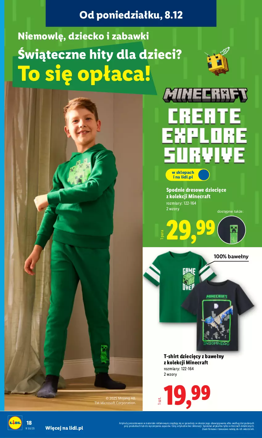 Gazetka promocyjna Lidl - GAZETKA - ważna 08.12 do 14.12.2025 - strona 24 - produkty: Dres, Dzieci, Minecraft, Spodnie, Spodnie dresowe, T-shirt