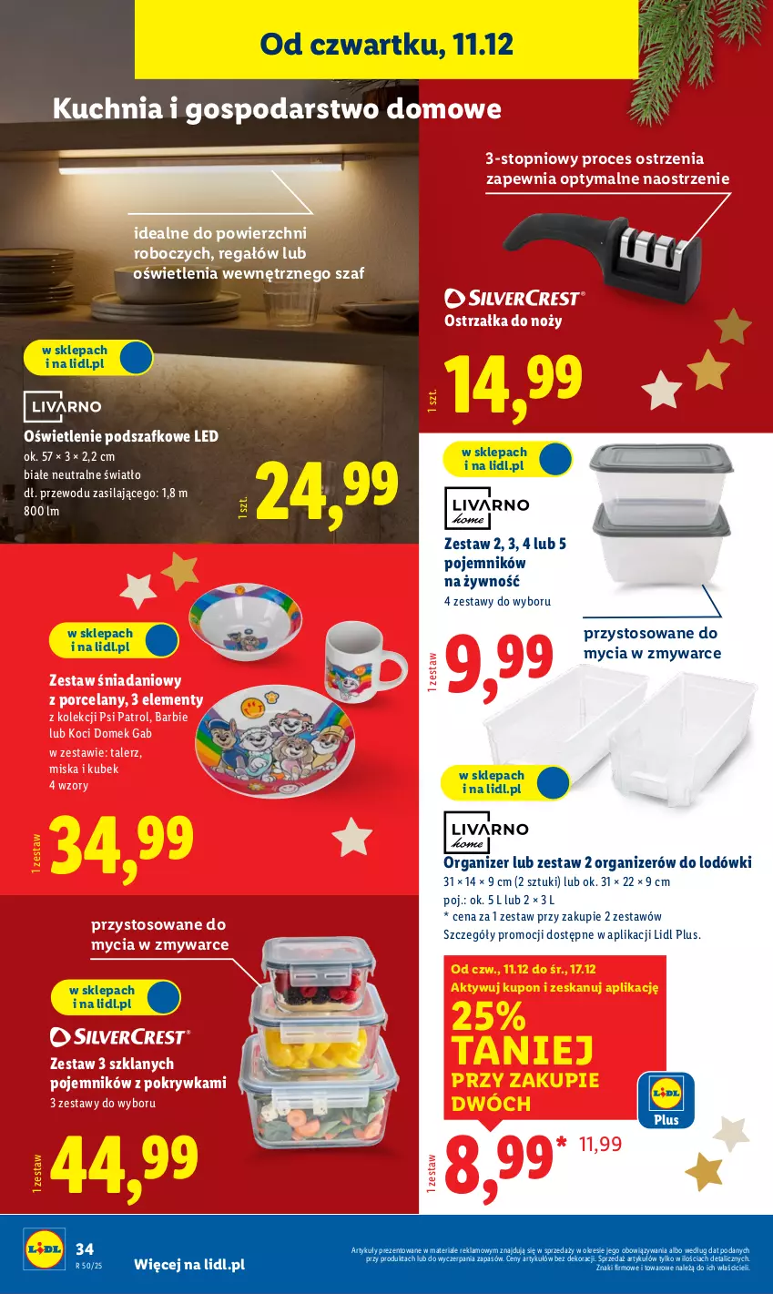 Gazetka promocyjna Lidl - GAZETKA - ważna 08.12 do 14.12.2025 - strona 42 - produkty: Barbie, Danio, Koc, Kubek, Kuchnia, Miska, Noż, Organizer, Ostrzałka do noży, Pojemnik, Por, Psi Patrol, Regał, Talerz, Top