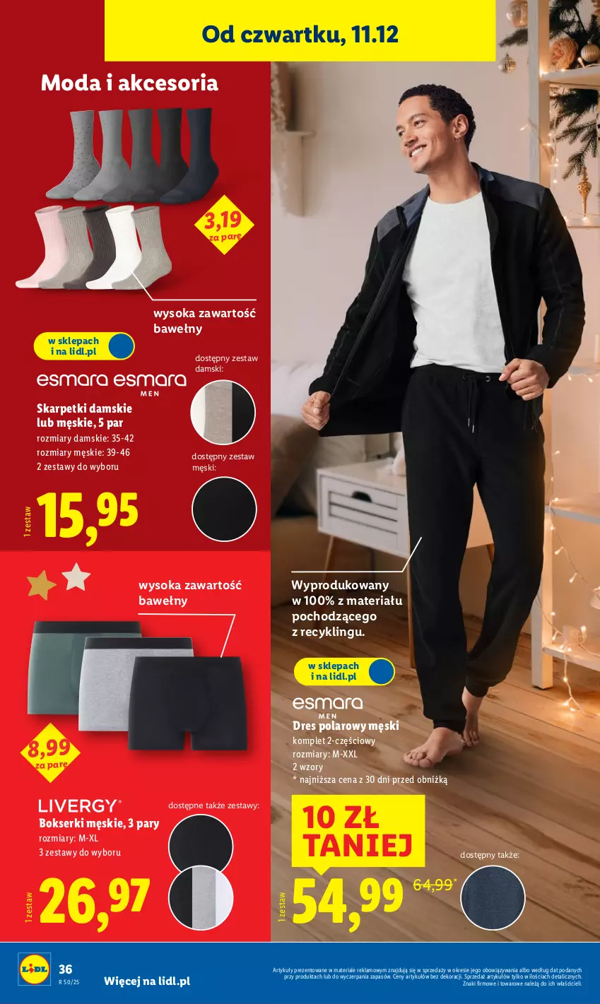 Gazetka promocyjna Lidl - GAZETKA - ważna 08.12 do 14.12.2025 - strona 44 - produkty: Bokserki, Dres, Karp, Moda, Ser, Skarpetki, Sok