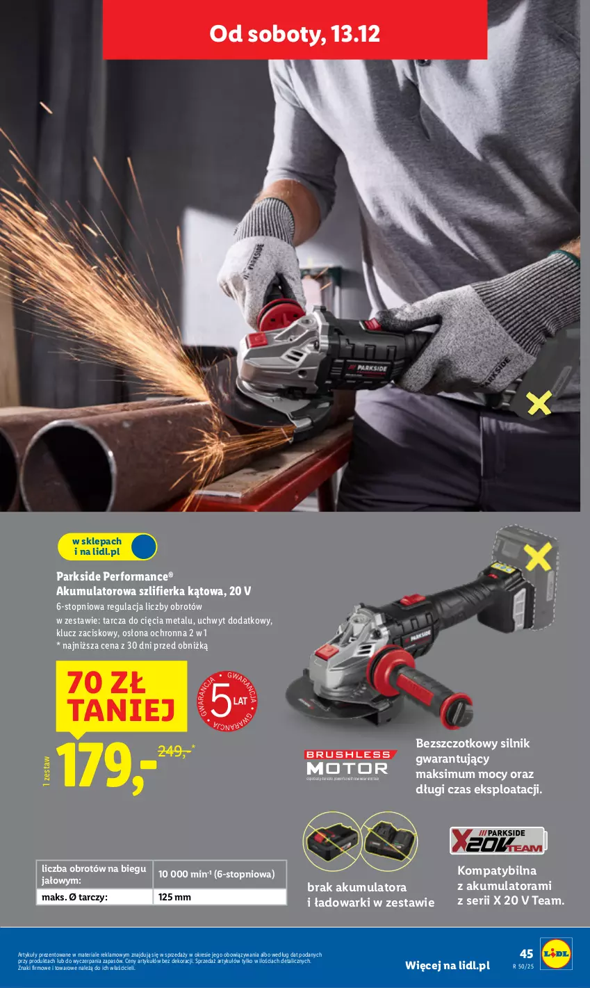 Gazetka promocyjna Lidl - GAZETKA - ważna 08.12 do 14.12.2025 - strona 53 - produkty: Akumulator, Parkside, Ser, Szlifierka, Szlifierka kątowa, Top