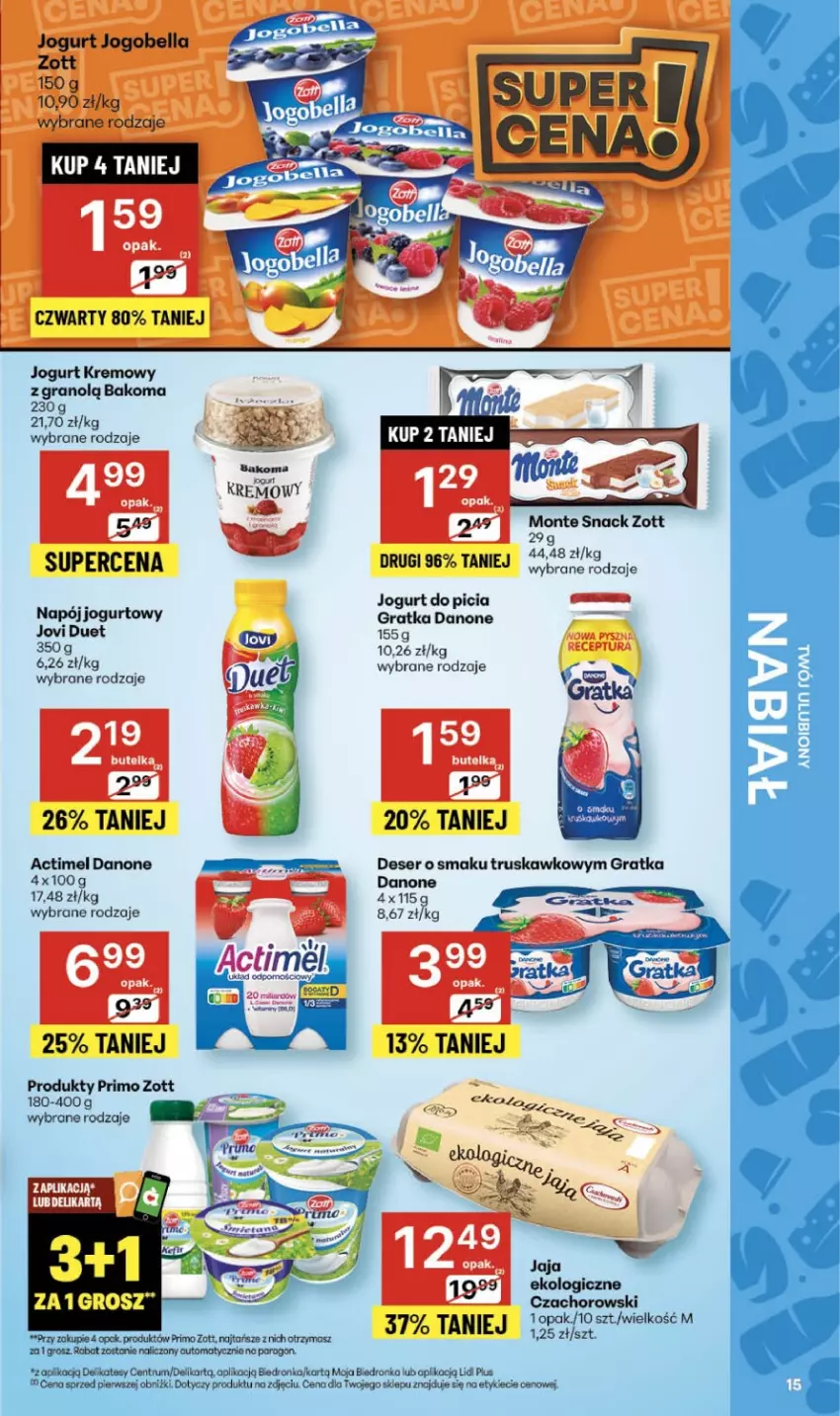 Gazetka promocyjna Delikatesy Centrum - Franczyza DC45 Czwartek - ważna 06.11 do 12.11.2025 - strona 15 - produkty: Actimel, Bakoma, Bell, Bella, Danone, Deser, Gra, Jogobella, Jogurt, Koc, Monte, Napój, Napój jogurtowy, Robot, Ser, Zott
