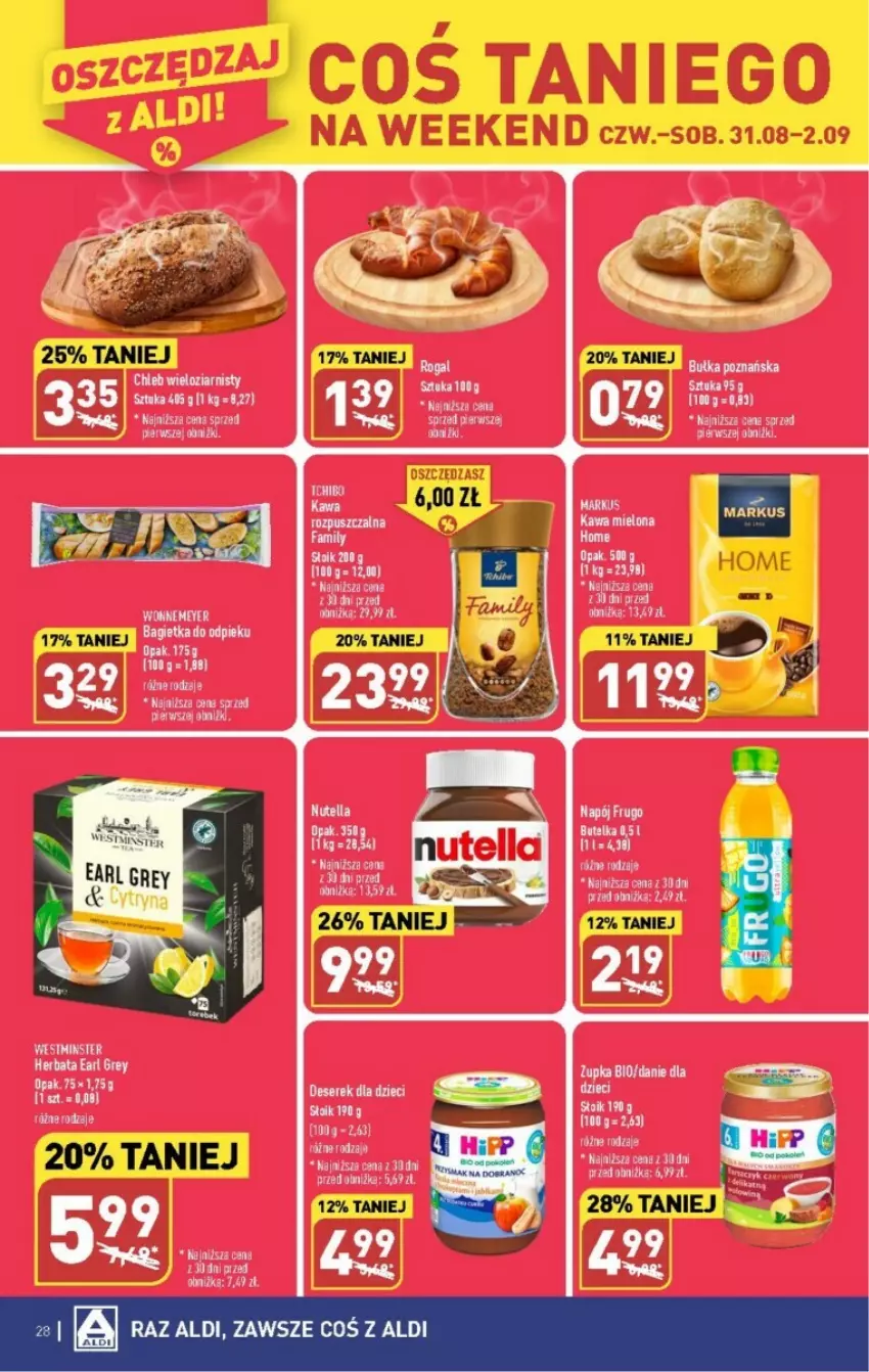 Gazetka promocyjna Aldi - ważna 28.08 do 02.09.2023 - strona 21 - produkty: Bagietka, Deser, Dzieci, Earl Grey, Herbata, Kawa, Kawa mielona, LG, Napój, Rogal, Ser, Serek