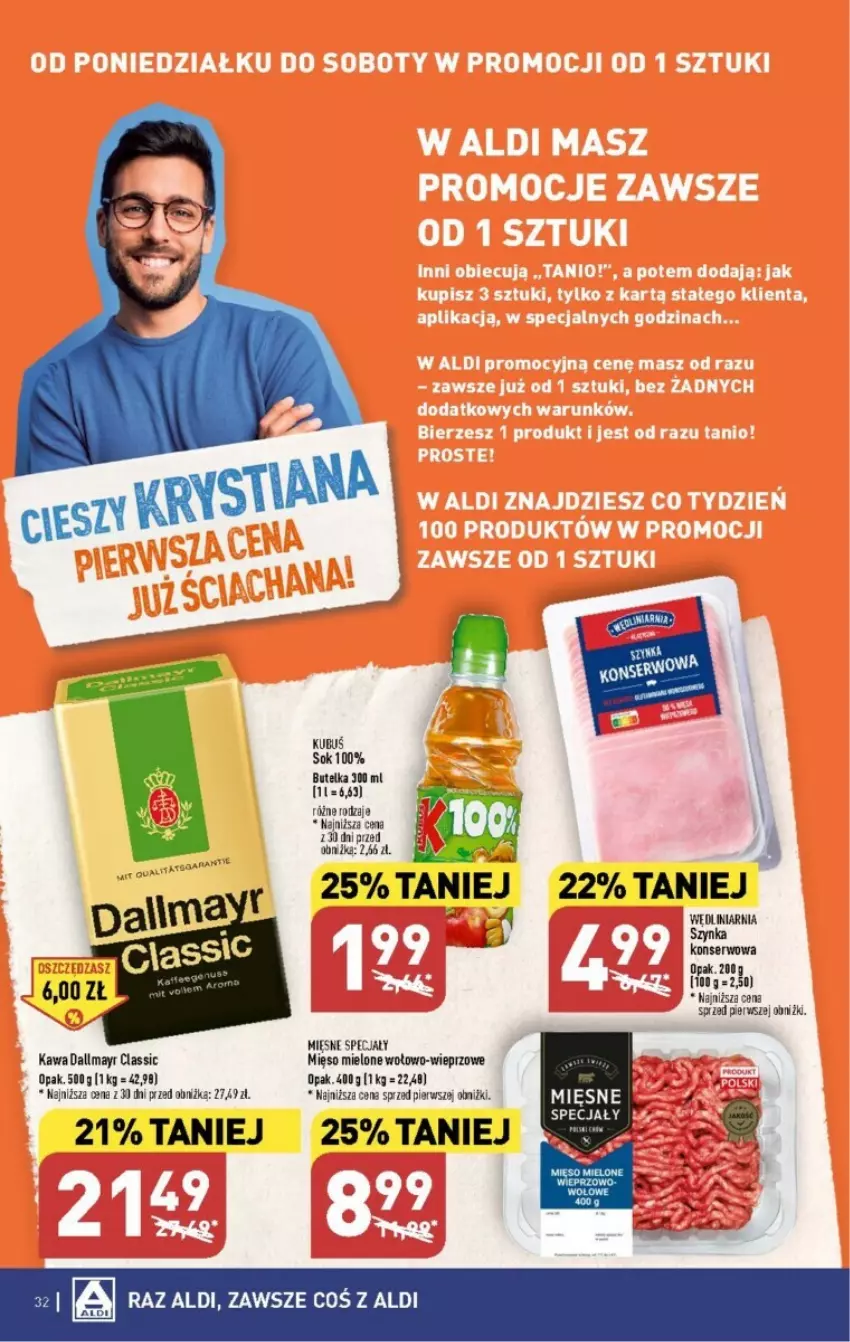 Gazetka promocyjna Aldi - ważna 28.08 do 02.09.2023 - strona 26 - produkty: Dallmayr, Kawa, Kubuś, Mięsne specjały, Mięso, Mięso mielone, Ser, Sok