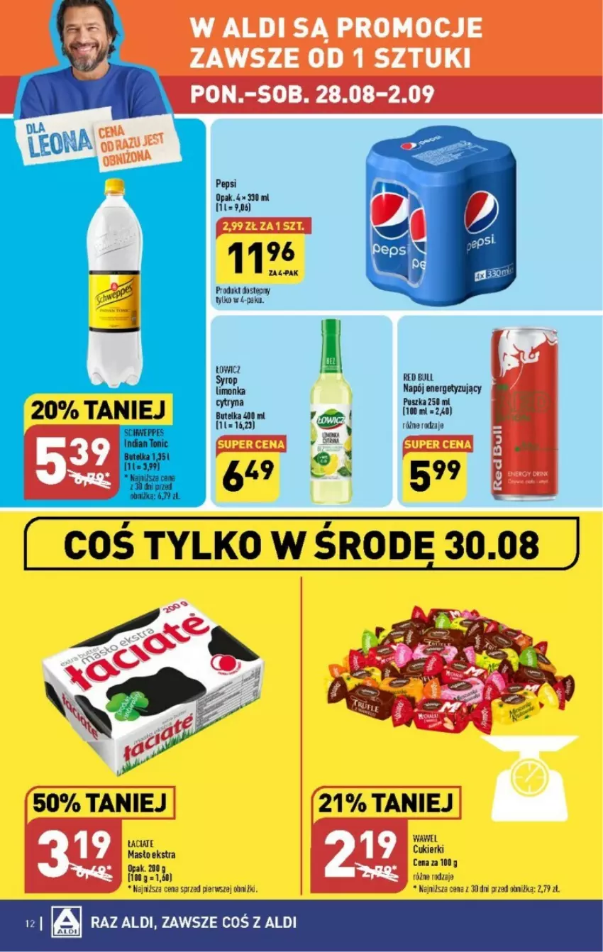 Gazetka promocyjna Aldi - ważna 28.08 do 02.09.2023 - strona 4 - produkty: Cukier, Cukierki, Masło, Napój, Pepsi, Wawel