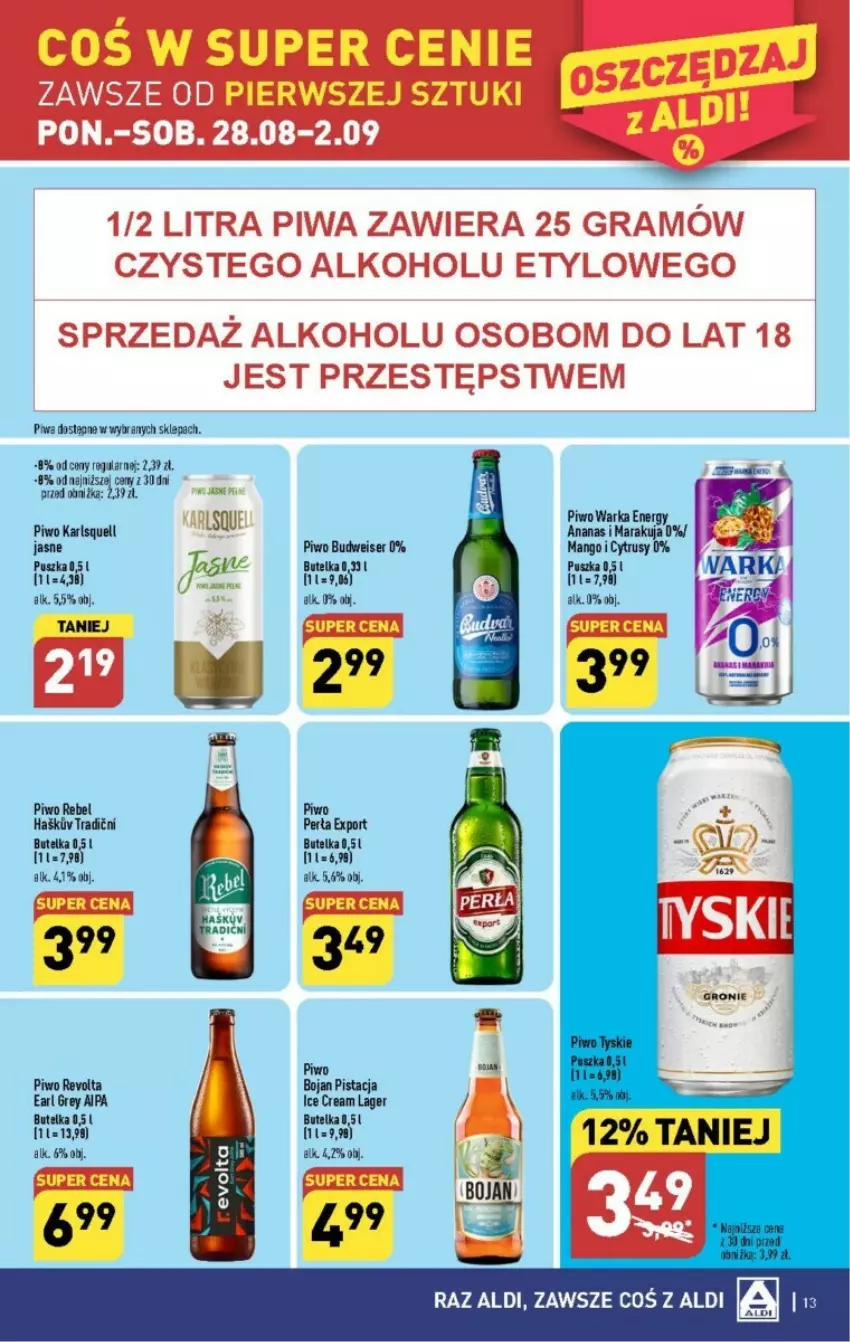 Gazetka promocyjna Aldi - ważna 28.08 do 02.09.2023 - strona 5 - produkty: Ananas, Earl Grey, Karlsquell, Mango, Perła, Piwa, Piwo, Por, Ser, Warka