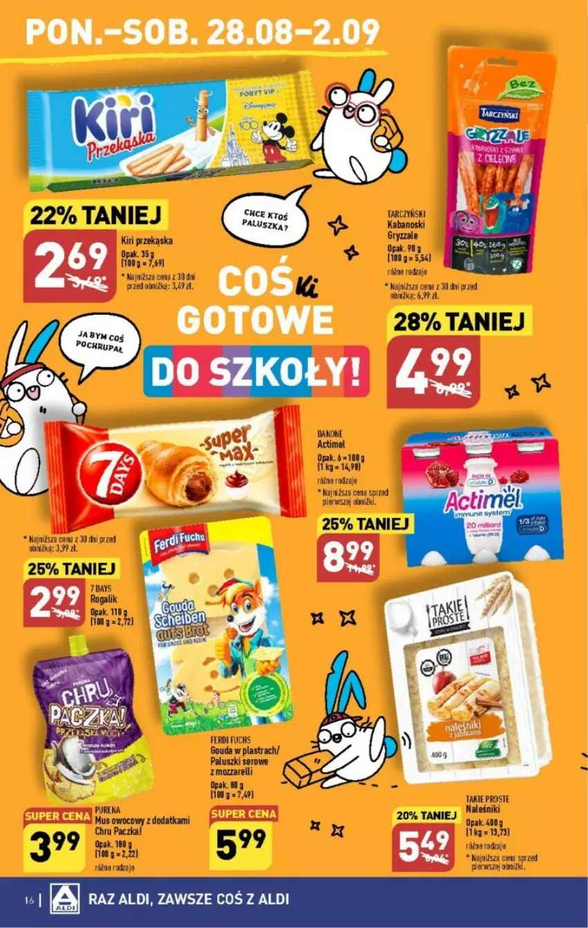 Gazetka promocyjna Aldi - ważna 28.08 do 02.09.2023 - strona 8 - produkty: Actimel, Danone, Gouda, Rogal, Ser, Tarczyński