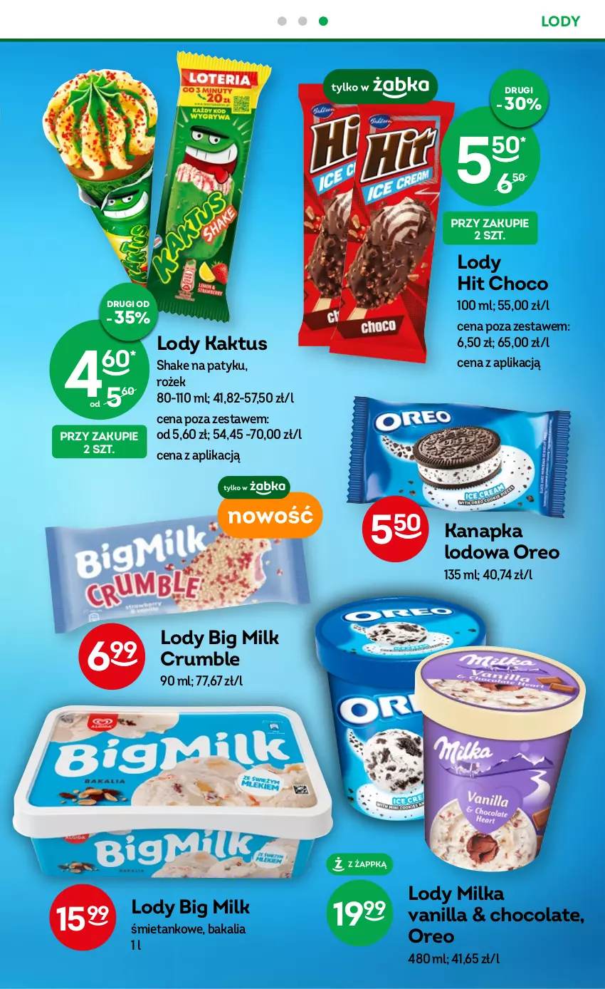 Gazetka promocyjna Żabka - ważna 05.07 do 18.07.2023 - strona 21 - produkty: Big Milk, Kaktus, Lody, Milka, Oreo, Rum