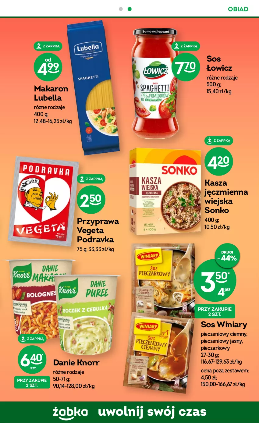 Gazetka promocyjna Żabka - ważna 05.07 do 18.07.2023 - strona 57 - produkty: Bell, Bella, Kasza, Kasza jęczmienna, Knorr, Lubella, Makaron, Piec, Podravka, Sonko, Sos, Vegeta, Winiary