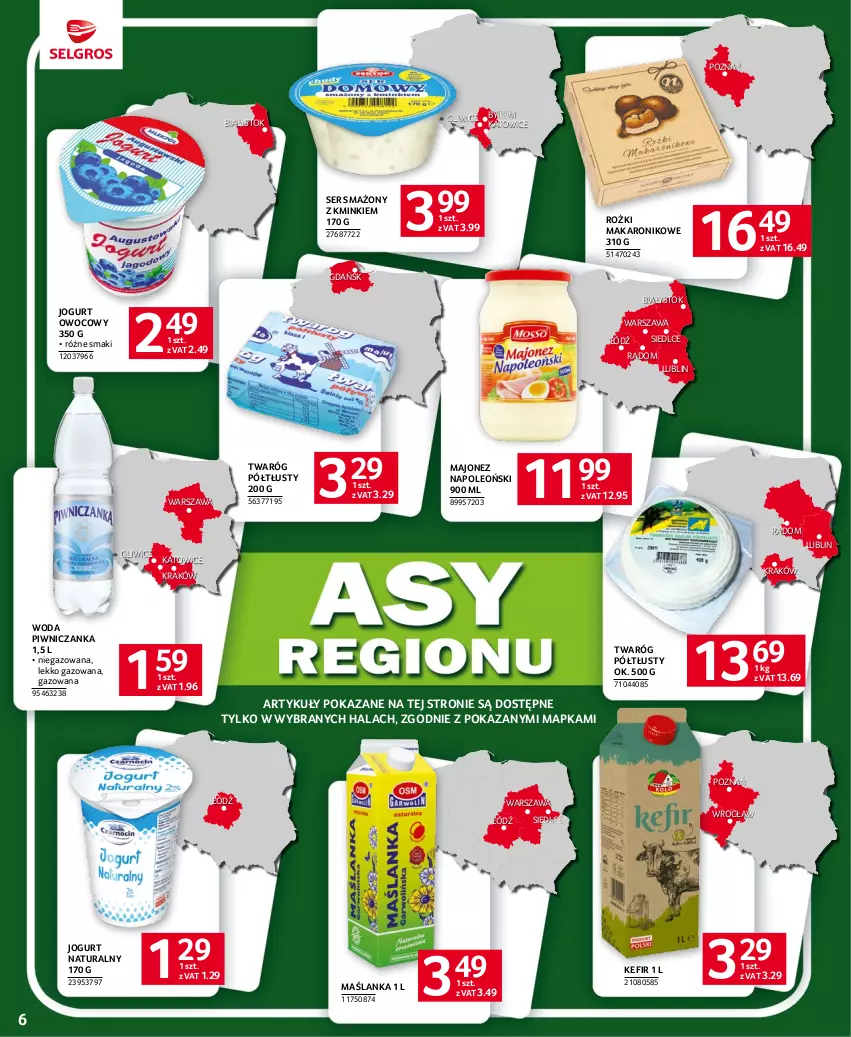 Gazetka promocyjna Selgros - Oferta spożywcza - ważna 15.06 do 28.06.2023 - strona 6 - produkty: Jogurt, Jogurt naturalny, Jogurt owocowy, Kefir, Majonez, Makaron, Maślanka, Oleo, Ser, Twaróg, Twaróg półtłusty, Woda