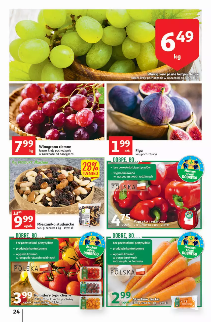 Gazetka promocyjna Auchan - Szkoła oszczędzania Hipermarkety 25-31.08 - ważna 25.08 do 31.08.2022 - strona 24 - produkty: Mieszanka studencka, Wino, Winogrona