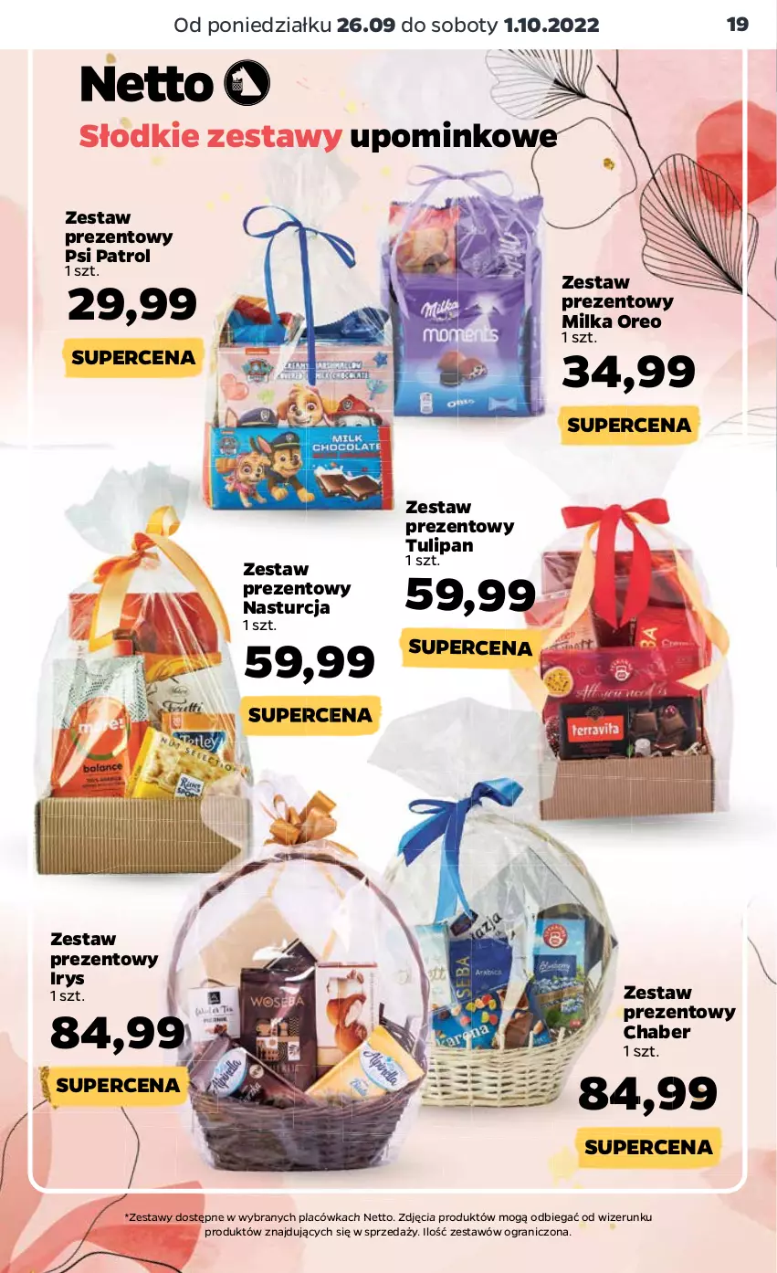 Gazetka promocyjna Netto - Artykuły spożywcze - ważna 26.09 do 01.10.2022 - strona 19 - produkty: Gra, Milka, Oreo, Psi Patrol, Tulipan, Zestaw prezentowy