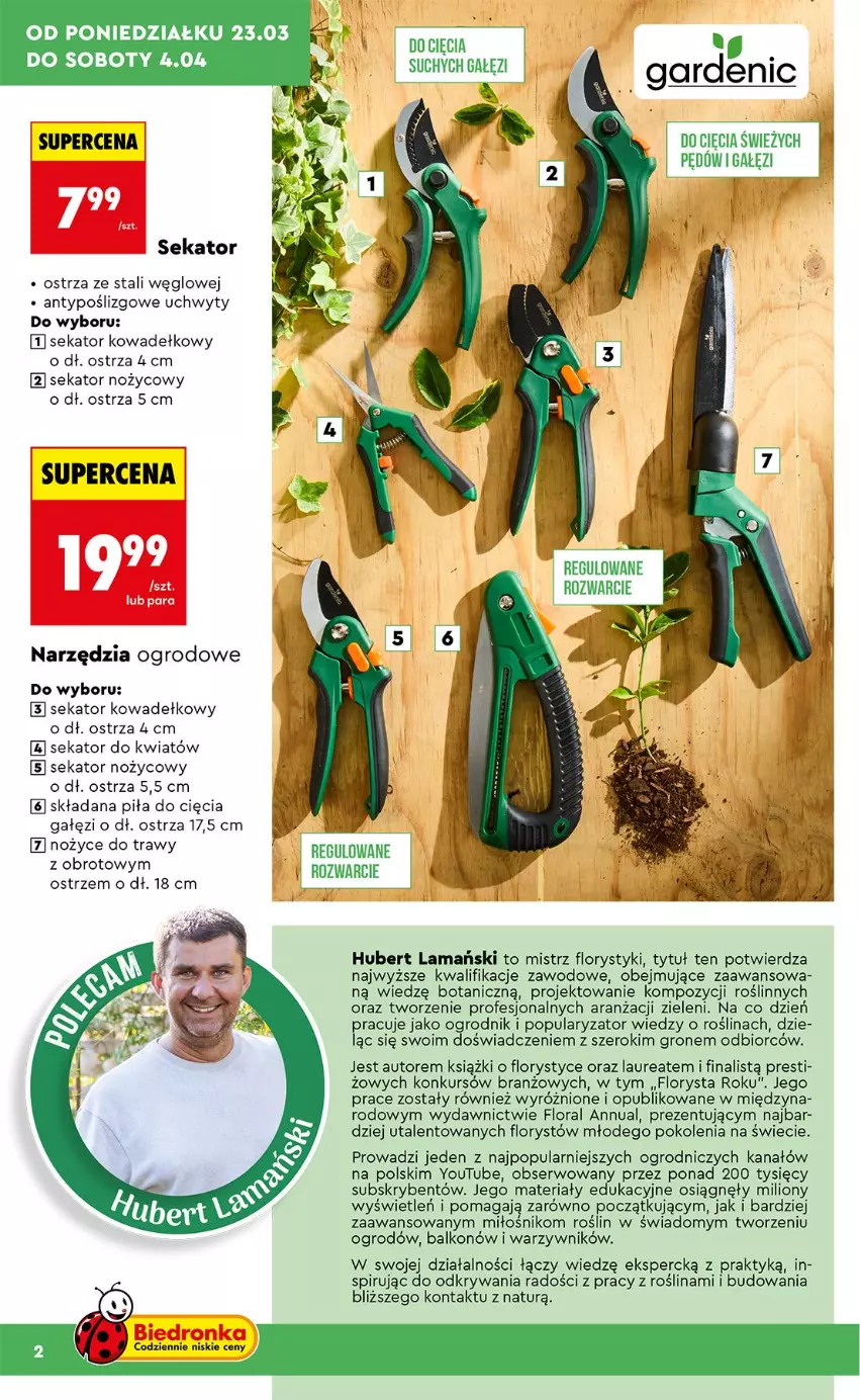 Gazetka promocyjna Biedronka - Gazetka - ważna 23.03 do 30.03.2026 - strona 2 - produkty: Flora, Laur, Lion, Noż, Nożyce, Sekator, Ser, Uchwyty
