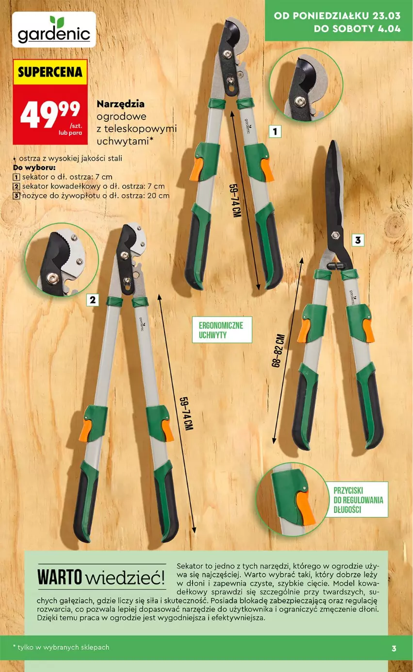 Gazetka promocyjna Biedronka - Gazetka - ważna 23.03 do 30.03.2026 - strona 3 - produkty: Fa, Gra, Noż, Nożyce, Piec, Sekator, Sok, Uchwyty