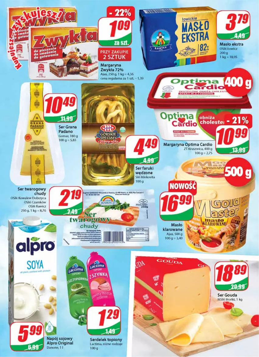 Gazetka promocyjna Dino - Gazetka - ważna 14.04 do 20.04.2021 - strona 13 - produkty: Ajax, Alpro, Danone, Fa, Gin, Gouda, Gra, Margaryna, Masło, Masło klarowane, Mleko, Mlekovita, Napój, Optima, Optima Cardio, Ser, Ser twarogowy, Top