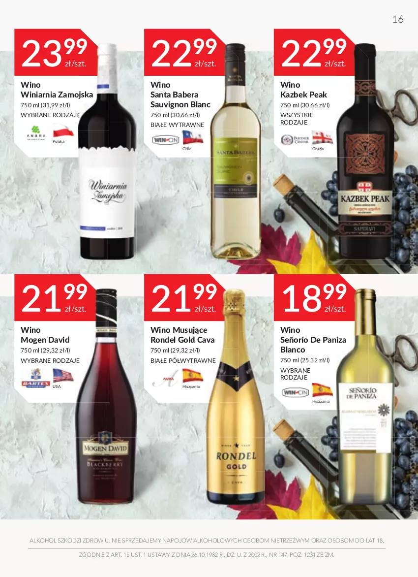 Gazetka promocyjna Stokrotka - Katalog Sylwester - ważna 29.12.2022 do 11.01.2023 - strona 16 - produkty: Mogen David, Mus, Rondel, Sauvignon Blanc, Winiarnia Zamojska, Wino, Wino musujące