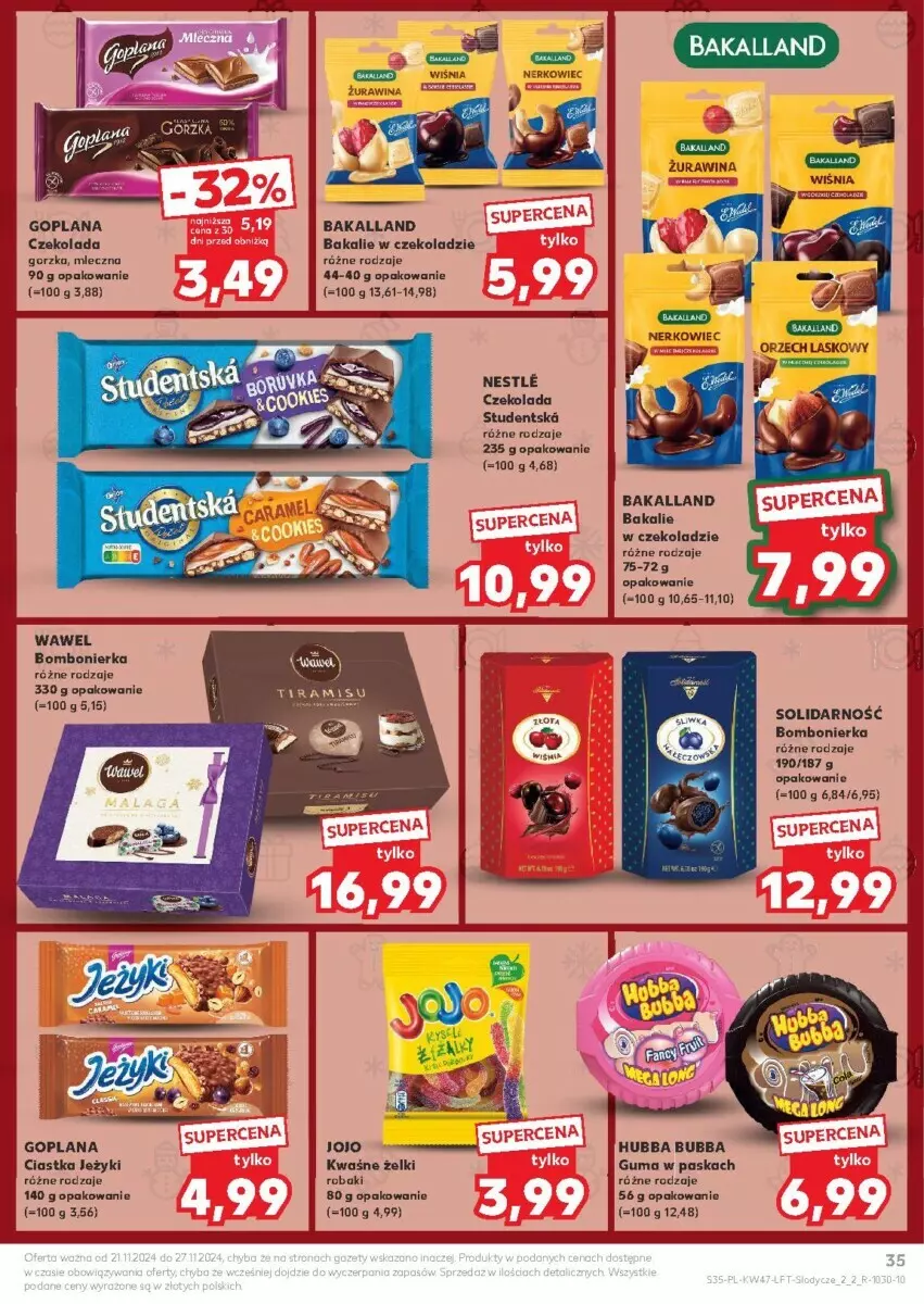 Gazetka promocyjna Kaufland - ważna 21.11 do 27.11.2024 - strona 29 - produkty: Bakalland, Ciastka, Czekolada, Czekolada gorzka, Goplana, Jeżyki, LANA