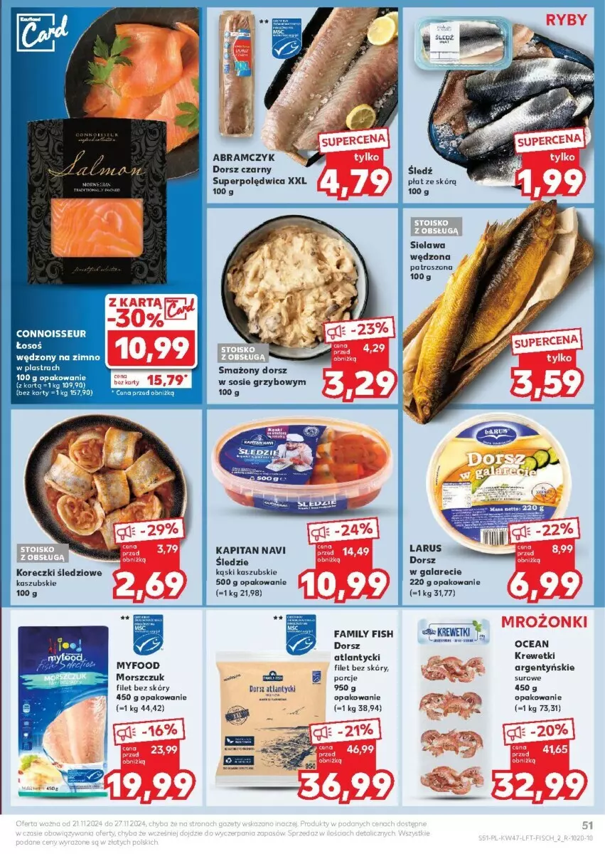 Gazetka promocyjna Kaufland - ważna 21.11 do 27.11.2024 - strona 47 - produkty: Dorsz, Fa, Gala, Koreczki śledziowe, Krewetki, Polędwica, Por, Sos