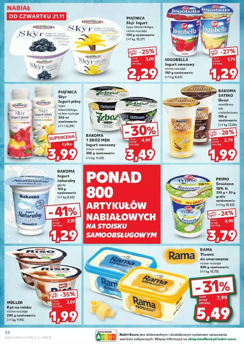 Gazetka promocyjna Kaufland - ważna 21.11 do 27.11.2024 - strona 50 - produkty: Bakoma, Bell, Bella, Deser, Isla, Jogobella, Jogurt, Jogurt naturalny, Jogurt owocowy, Jogurt pitny, Piątnica, Ryż, Ryż na mleku, Ser