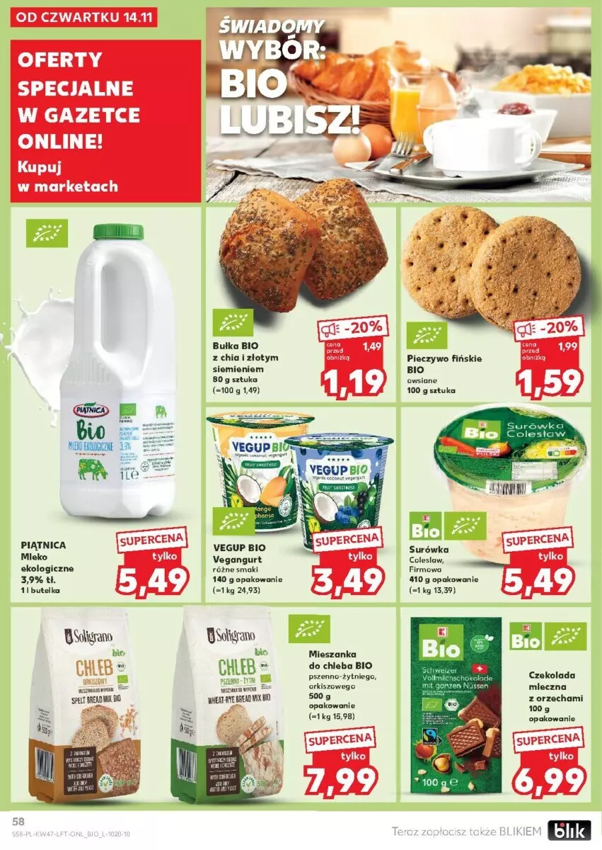 Gazetka promocyjna Kaufland - ważna 21.11 do 27.11.2024 - strona 54 - produkty: Bułka, Chia, Chleb, Czekolada, Czekolada mleczna, Gra, Piątnica, Piec, Pieczywo, Soligrano, Surówka, Vegangurt