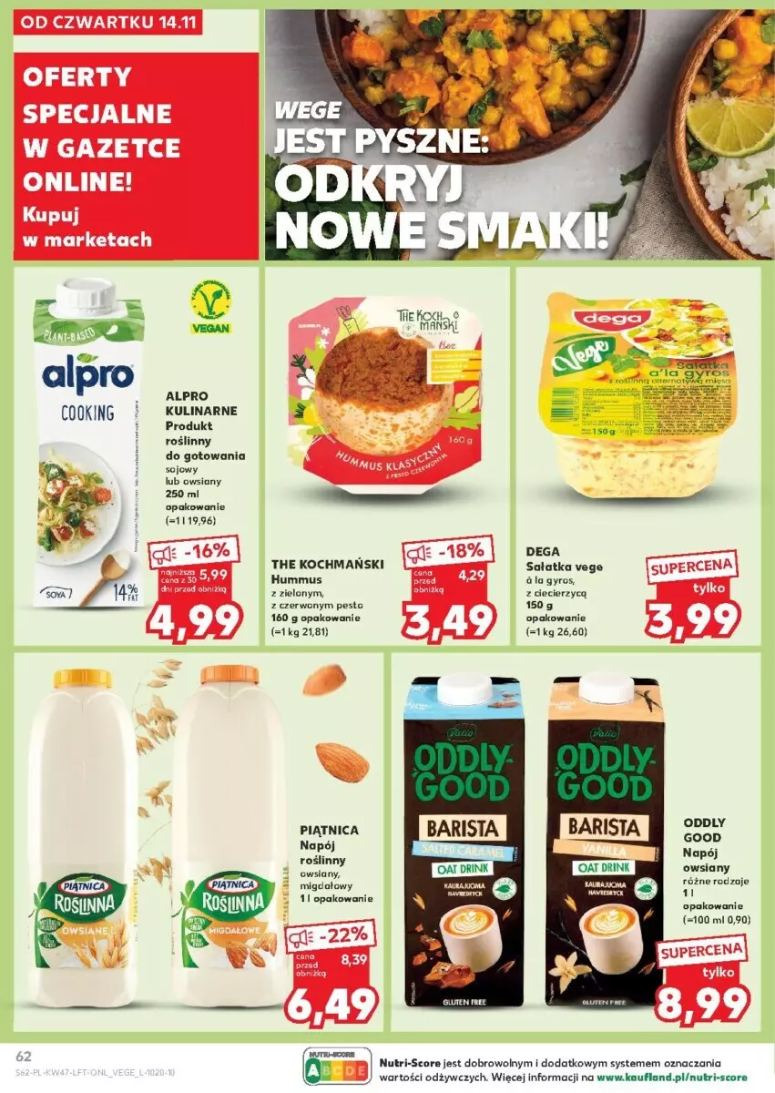 Gazetka promocyjna Kaufland - ważna 21.11 do 27.11.2024 - strona 59 - produkty: Alpro, Dega, Gyros, Hummus, Koc, Mus, Napój, Napój roślinny, Pesto, Piątnica, Sałat, Sałatka