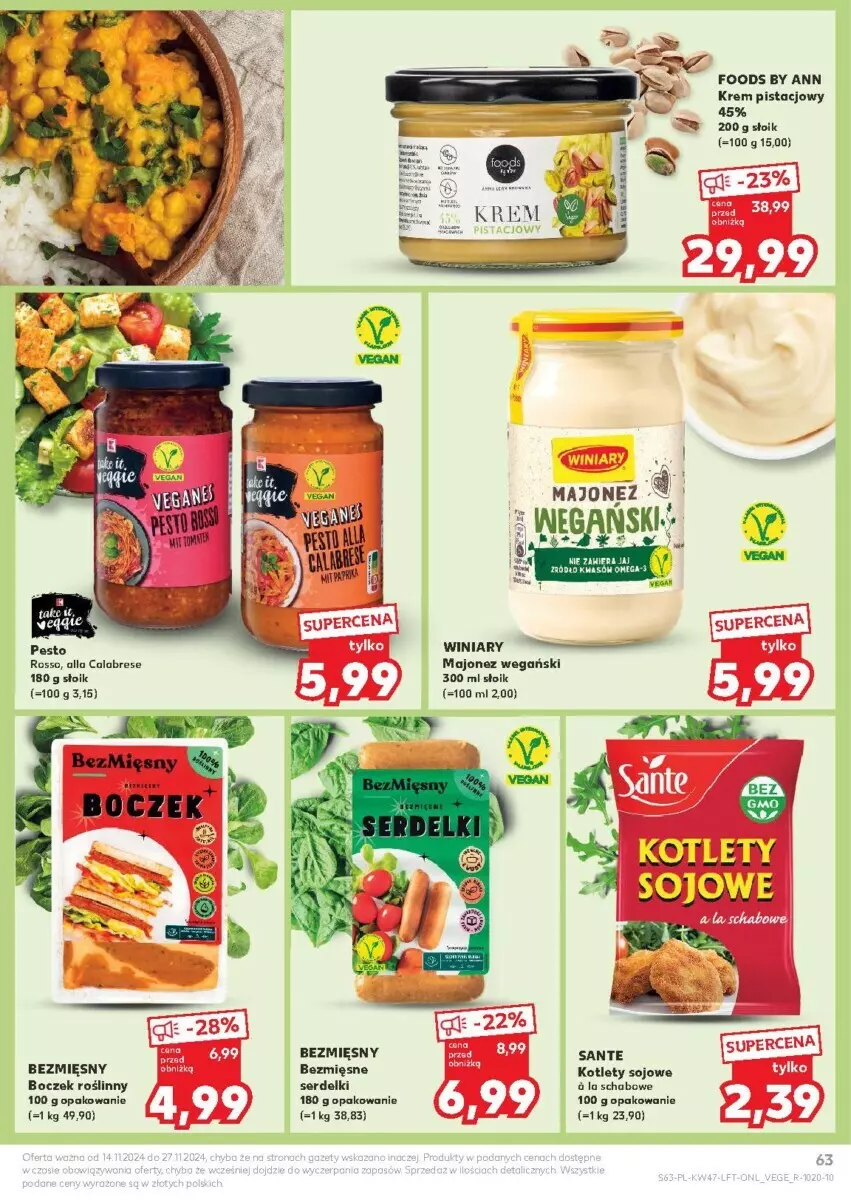 Gazetka promocyjna Kaufland - ważna 21.11 do 27.11.2024 - strona 60 - produkty: Boczek, Kotlet, Krem pistacjowy, Majonez, Pesto, Sante, Ser, Serdelki, Winiary