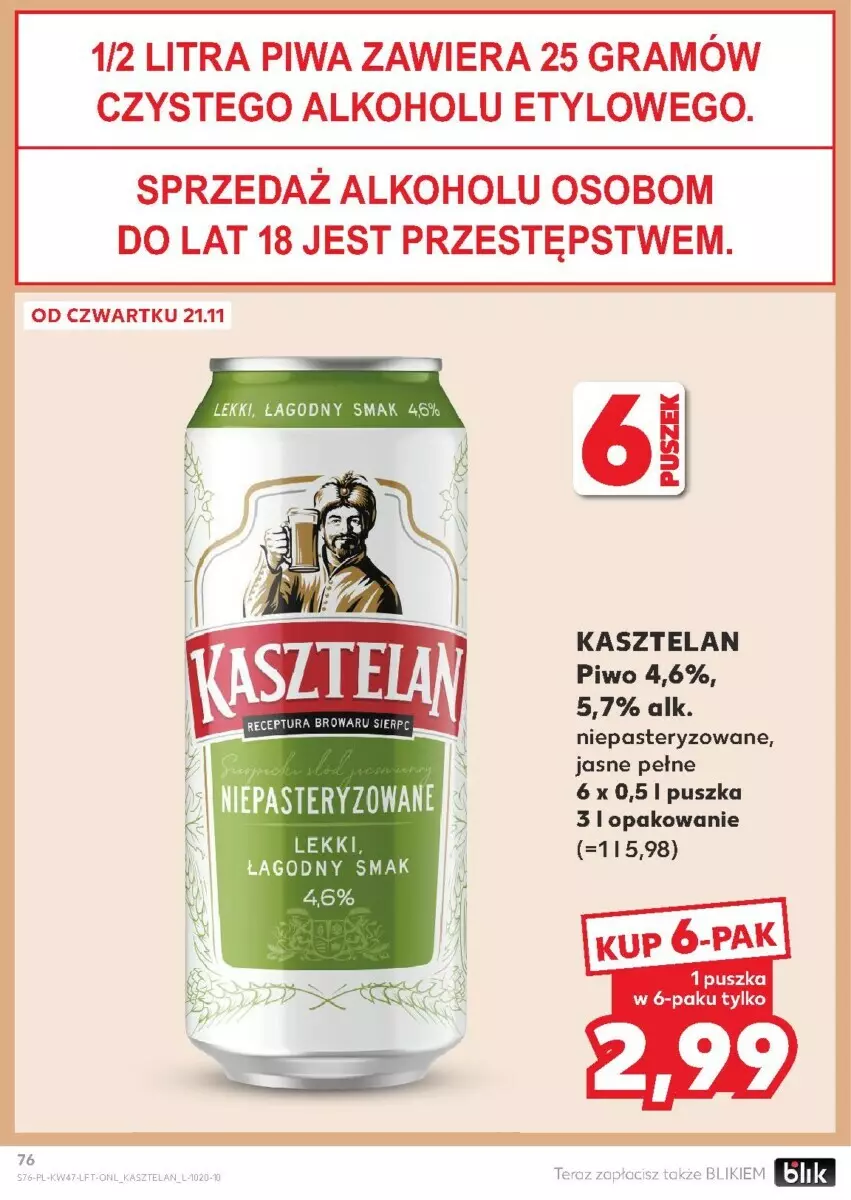 Gazetka promocyjna Kaufland - ważna 21.11 do 27.11.2024 - strona 74 - produkty: Gra, Kasztelan, Piwa, Piwo, Tera