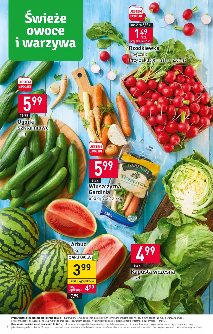 Gazetka promocyjna Stokrotka - Market - ważna 18.05 do 24.05.2023 - strona 4 - produkty: Arbuz, Mięso, Owoce, Rzodkiewka, Warzywa