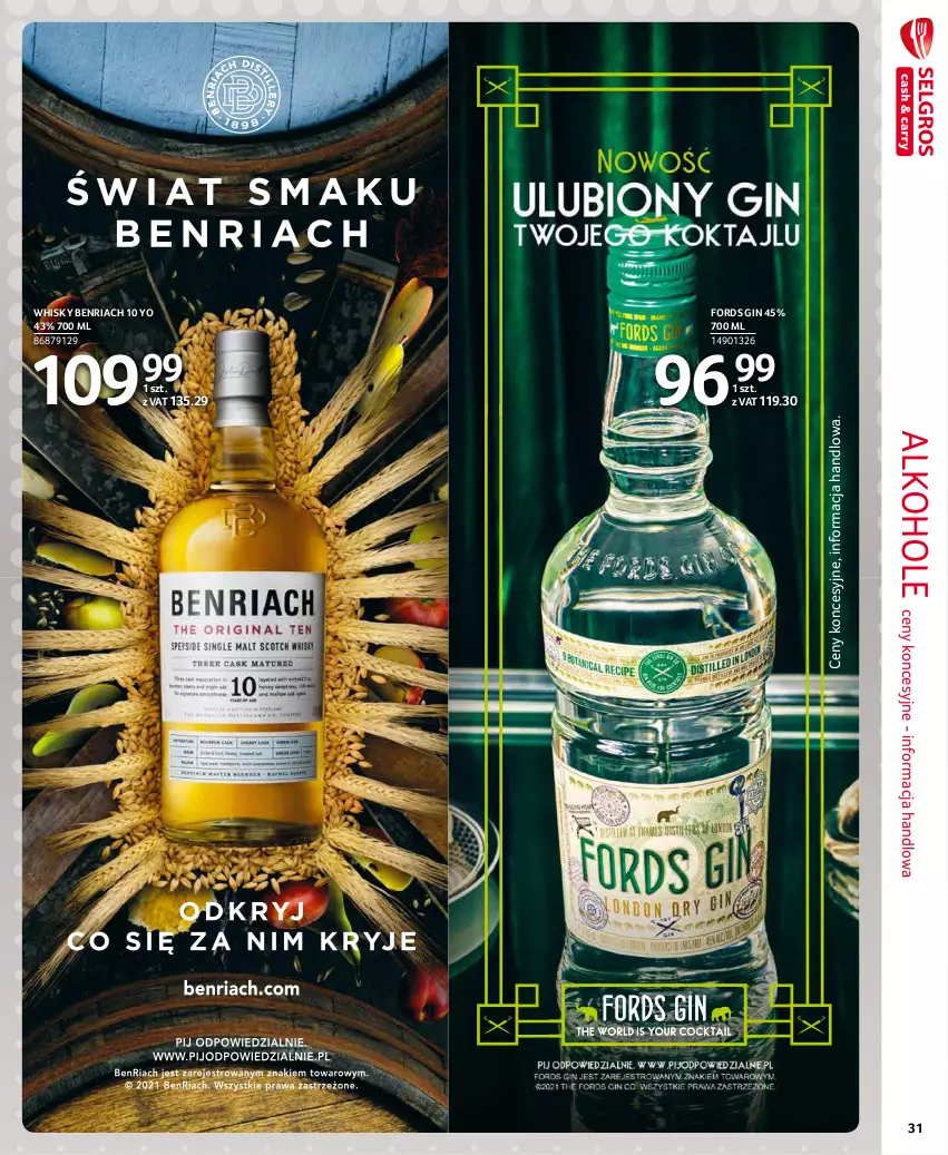 Gazetka promocyjna Selgros - Extra Oferta - ważna 01.11 do 30.11.2021 - strona 31 - produkty: Alkohole, Gin, Whisky