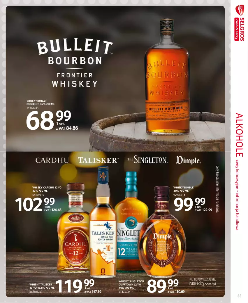 Gazetka promocyjna Selgros - Extra Oferta - ważna 01.11 do 30.11.2021 - strona 33 - produkty: Alkohole, Bourbon, Bulleit Bourbon, Whisky