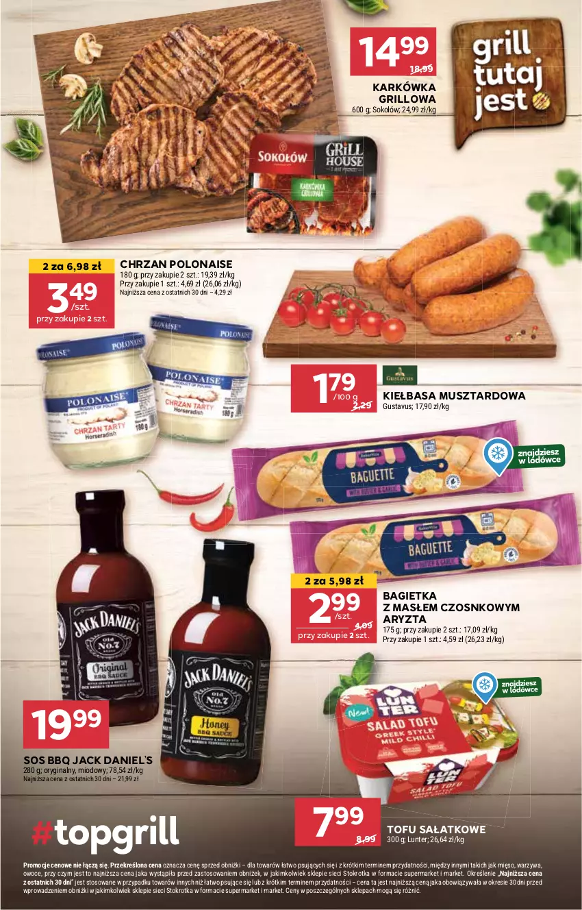 Gazetka promocyjna Stokrotka - Supermarket - ważna 22.05 do 28.05.2025 - strona 11 - produkty: Bagietka, Chrzan, Gin, Grill, Kiełbasa, Mięso, Mus, Owoce, Sałat, Sok, Sokołów, Sos, Tofu, Warzywa