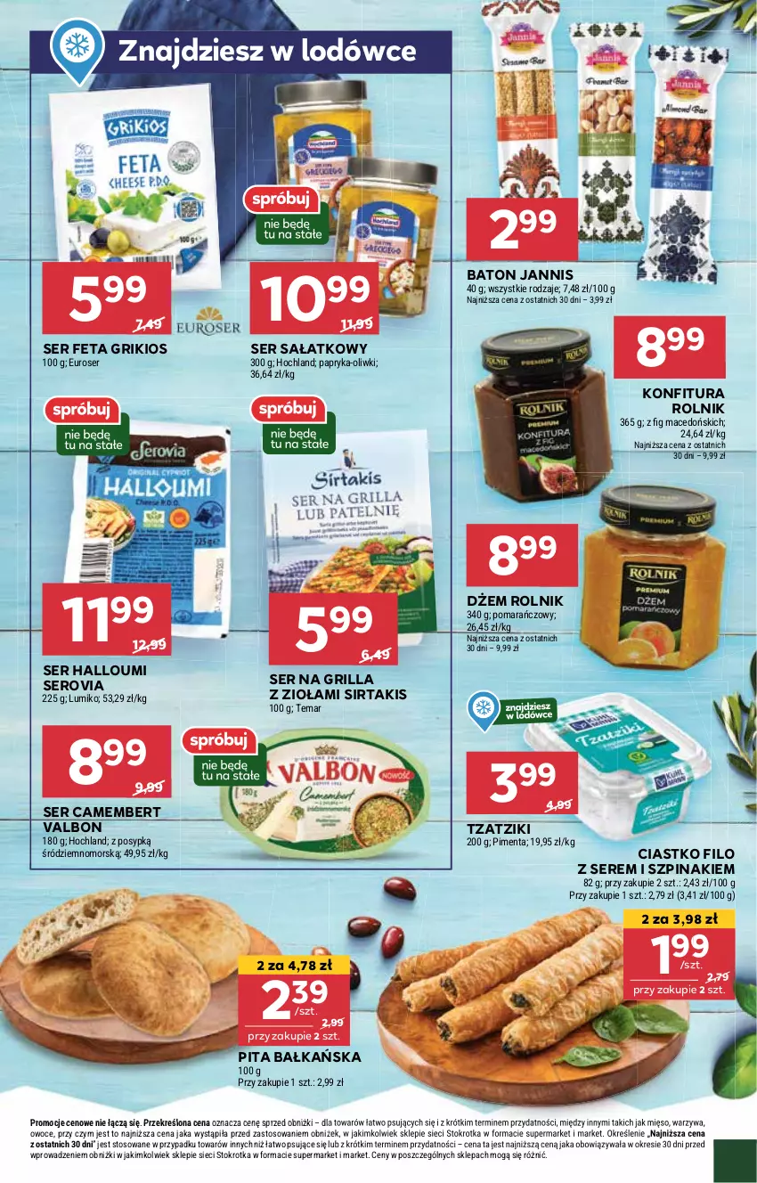 Gazetka promocyjna Stokrotka - Supermarket - ważna 22.05 do 28.05.2025 - strona 15 - produkty: Baton, Camembert, Dżem, Feta, Grill, Hochland, Konfitura, Mięso, Oliwki, Owoce, Papryka, Rolnik, Sałat, Ser, Szpinak, Warzywa