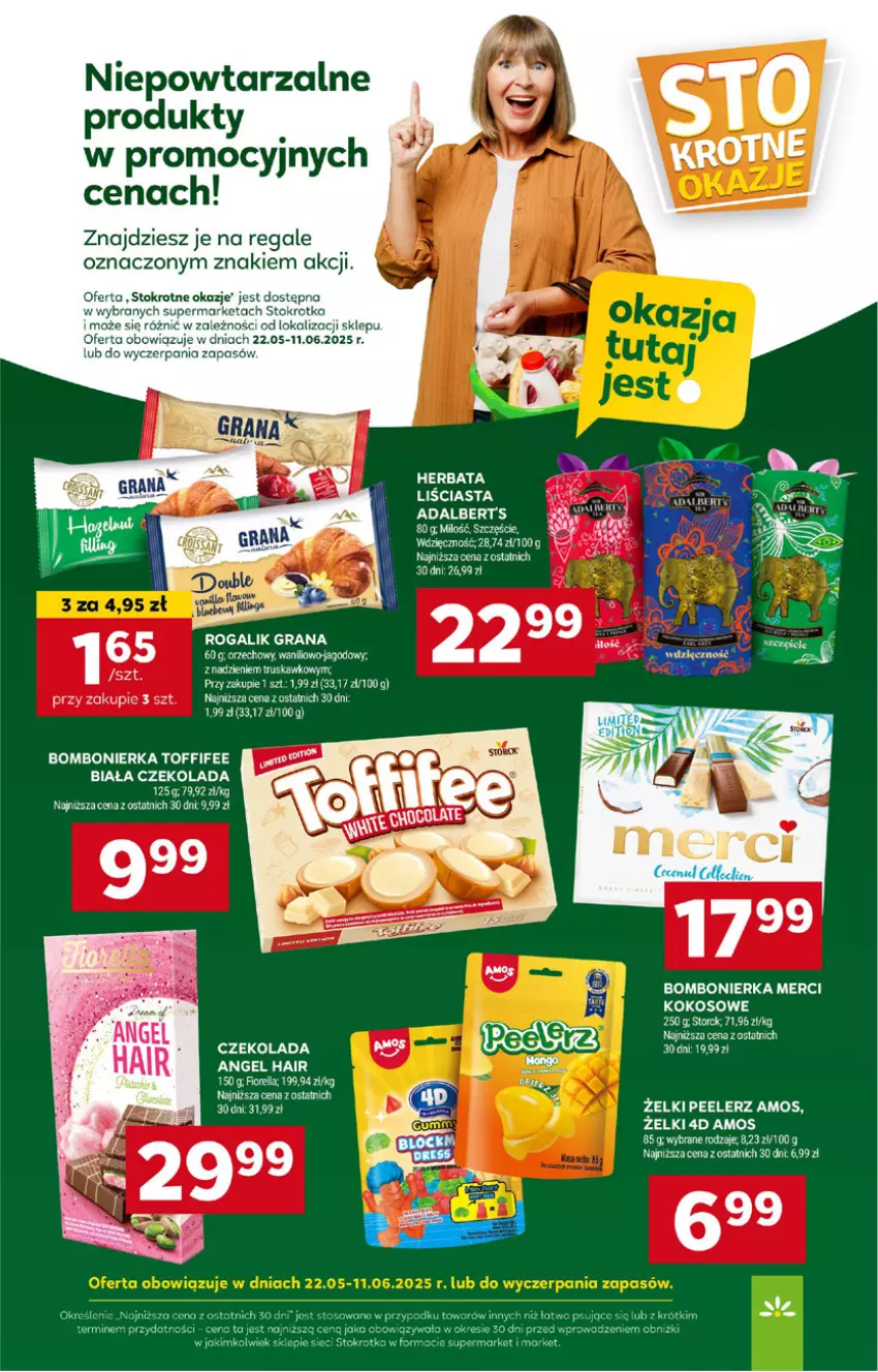 Gazetka promocyjna Stokrotka - Supermarket - ważna 22.05 do 28.05.2025 - strona 36 - produkty: Czekolada, Gra, Herbata, Kokos, Merci, Rogal, Ser, Toffifee