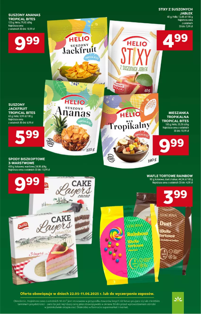 Gazetka promocyjna Stokrotka - Supermarket - ważna 22.05 do 28.05.2025 - strona 38 - produkty: Ananas, Helio, Kakao, Tropical, Wafle, Wafle tortowe