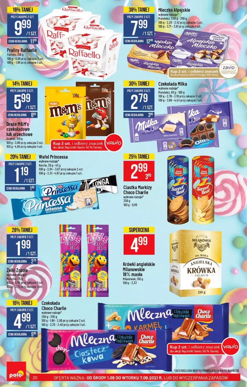 Gazetka promocyjna PoloMarket - Gazetka pomocyjna - ważna 01.09 do 07.09.2021 - strona 20 - produkty: Ciastka, Czekolada, Ferrero, Milka, Praliny, Princessa