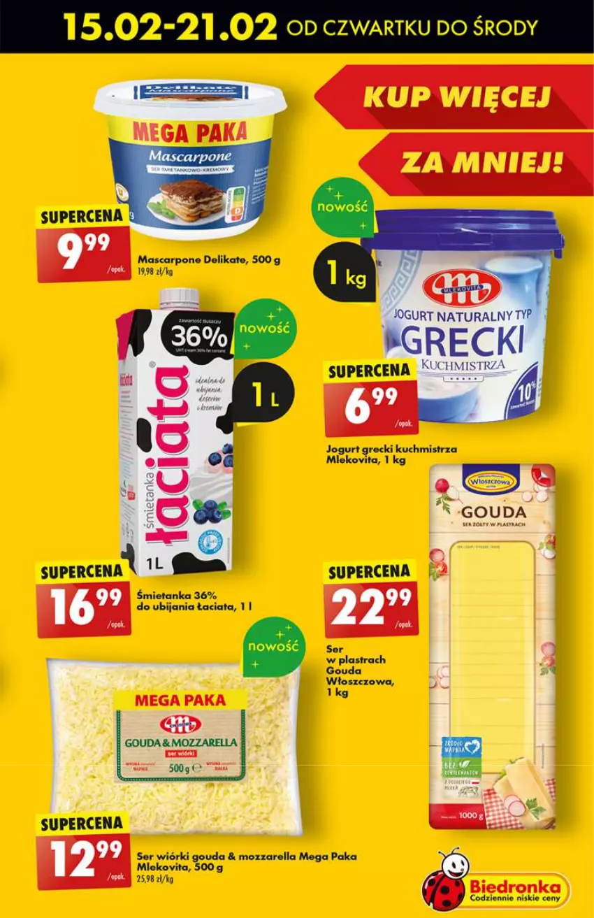 Gazetka promocyjna Biedronka - od Czwartku - ważna 15.02 do 21.02.2024 - strona 37 - produkty: Fa, Gouda, Jogurt, Jogurt naturalny, Mleko, Mlekovita, Mozzarella, Piec, Ser