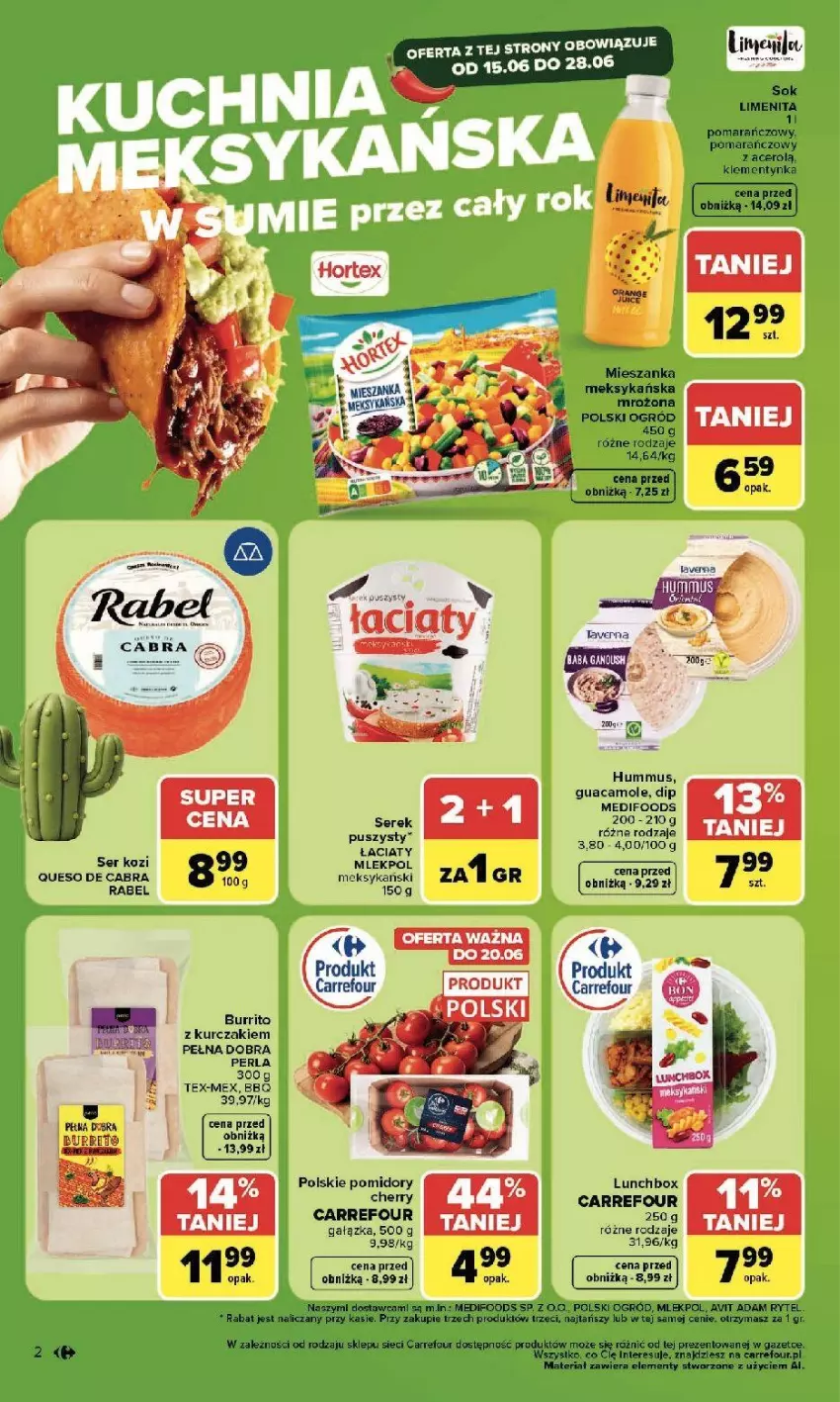Gazetka promocyjna Carrefour - Gazetka Kuchnia meksykańska w SUMIE przez cały rok - ważna 15.06 do 28.06.2026 - strona 3 - produkty: Acer, Amol, Hortex, Hummus, Kurczak, Mus, Ogród, Pomidory, Sok