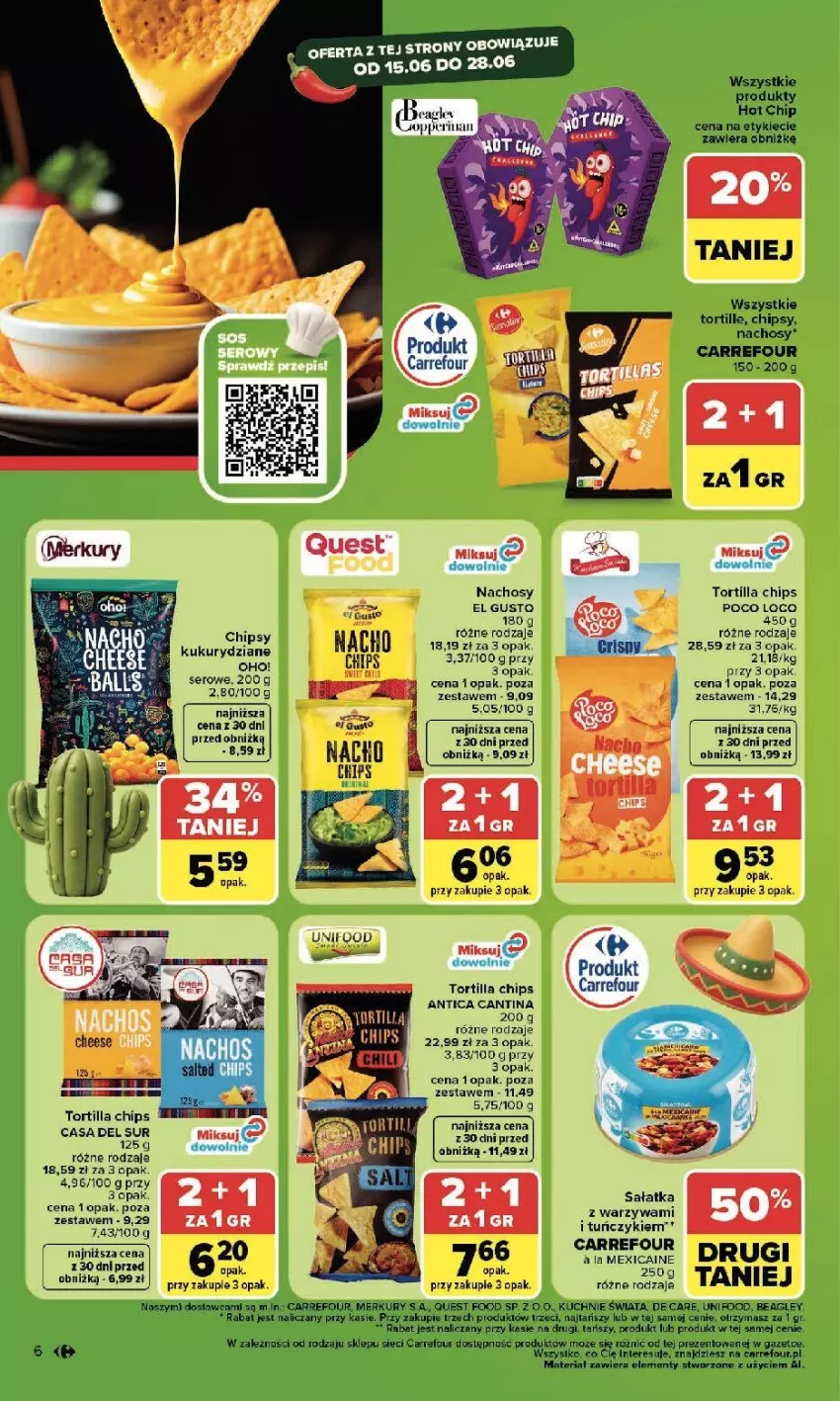 Gazetka promocyjna Carrefour - Gazetka Kuchnia meksykańska w SUMIE przez cały rok - ważna 15.06 do 28.06.2026 - strona 7 - produkty: Chipsy, Fa, Poco Loco, Sałat, Sałatka, Ser, Tortilla, Tortilla Chips, Tuńczyk, Warzywa