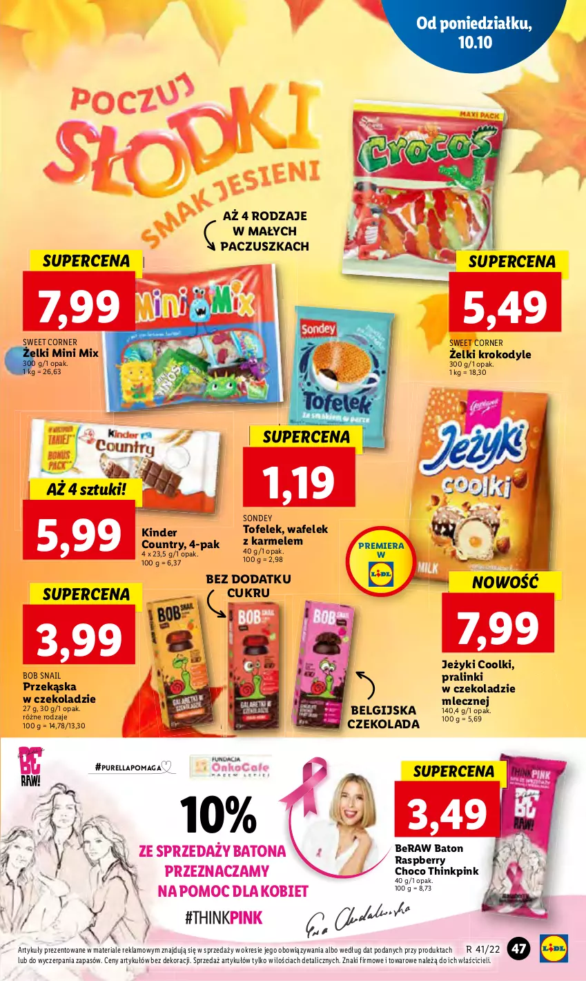 Gazetka promocyjna Lidl - GAZETKA - ważna 10.10 do 12.10.2022 - strona 50 - produkty: Baton, Czekolada, Kinder, LG, Pur