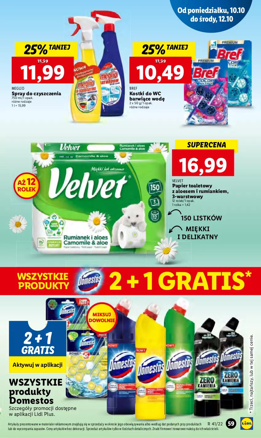 Gazetka promocyjna Lidl - GAZETKA - ważna 10.10 do 12.10.2022 - strona 62 - produkty: Bref, Domestos, Gra, Papier, Papier toaletowy, Rum, Spray do czyszczenia, Velvet