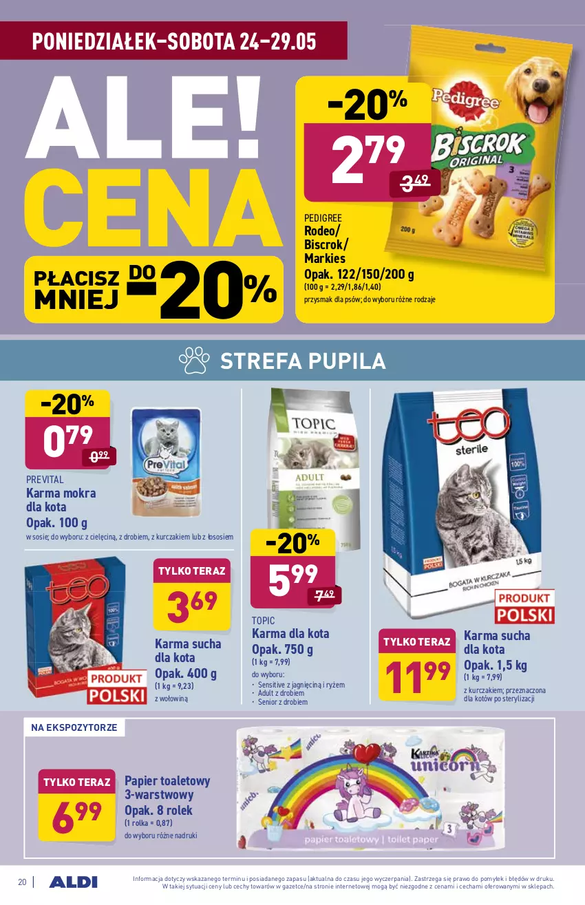 Gazetka promocyjna Aldi - ważna 24.05 do 29.05.2021 - strona 20 - produkty: Fa, Kurczak, Papier, Papier toaletowy, Pedigree, Ryż, Sos, Tera, Top